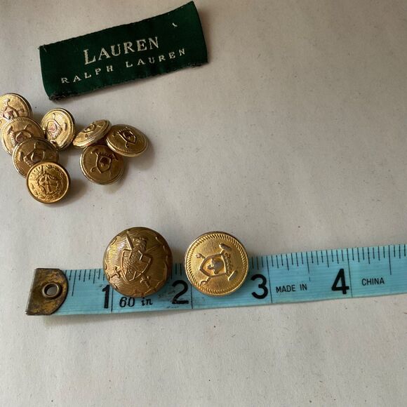 Ralph Lauren Crest Blazer Buttons  Vtg. Gold Tone 1 marked Waterbury Replacement - Picture 6 of 6